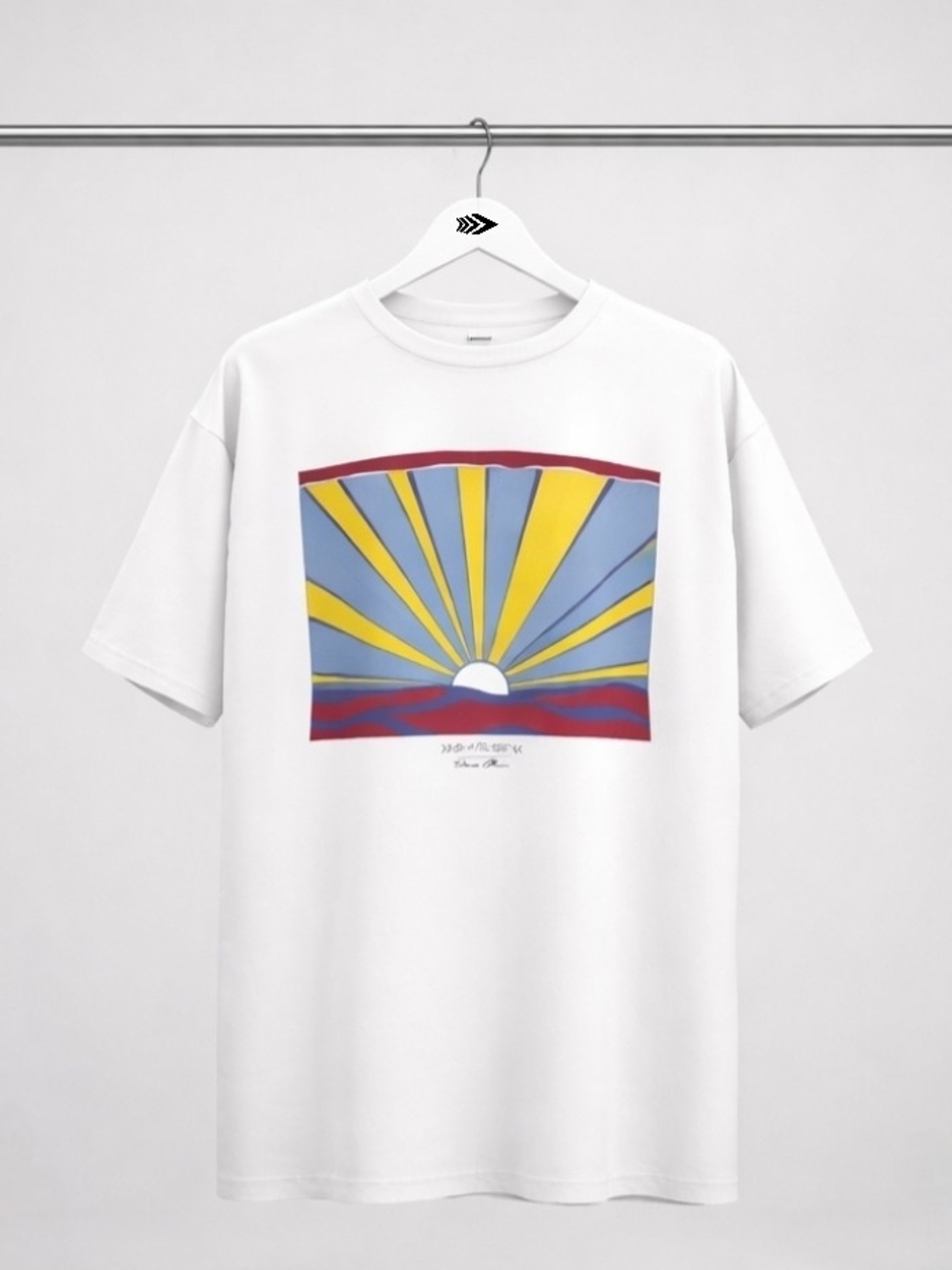 BLAK KOUTURE - White Graphic Tee with Sunrise Print
